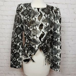 NWT: TOV cropped snakeskin faux leather jacket